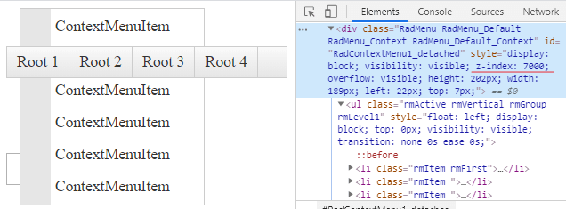 ContextMenu default z-index