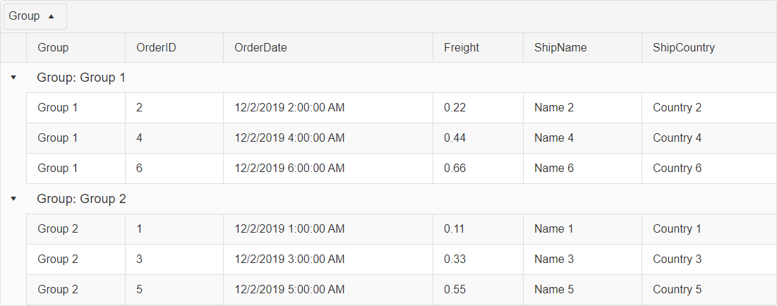WebForms Grid Overview Grouping