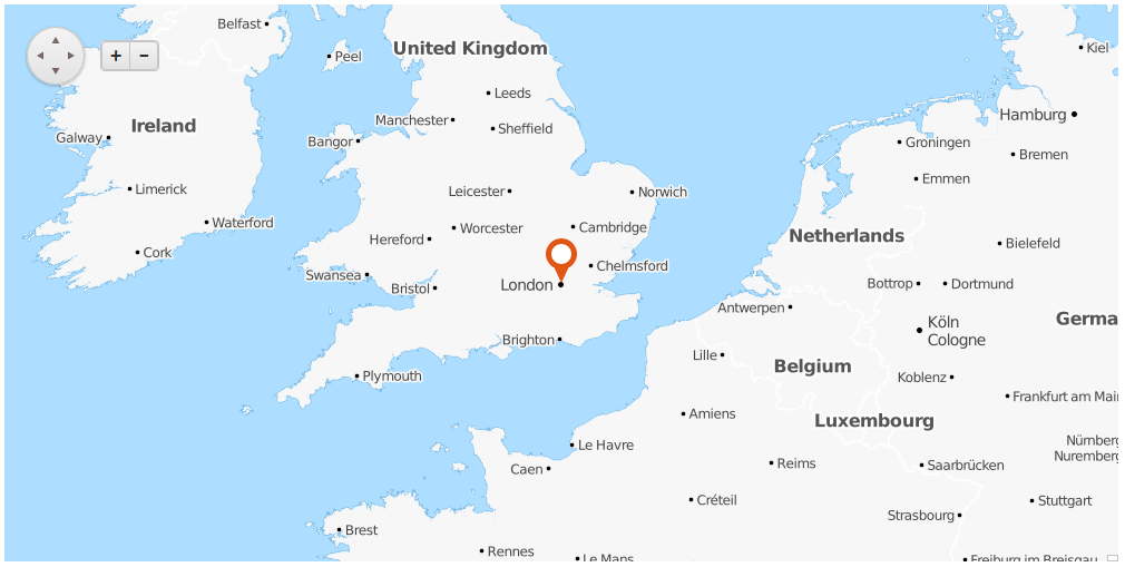 A basic RadMap control on a page