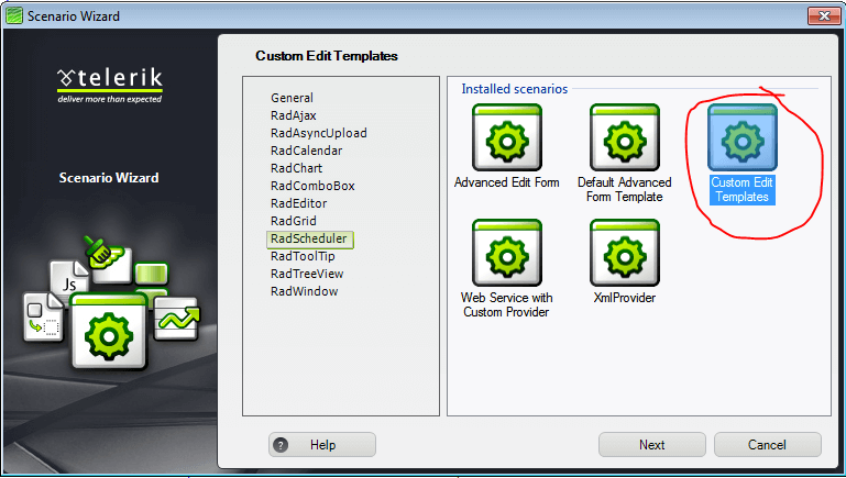 RadScheduler Scenario Wizard