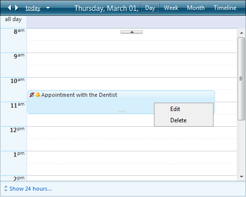 appointment context menu