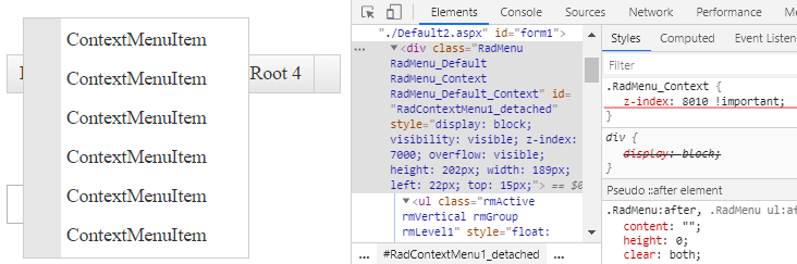 ContextMenu overriden z-index
