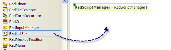 Adding RadListBox from the ToolBox
