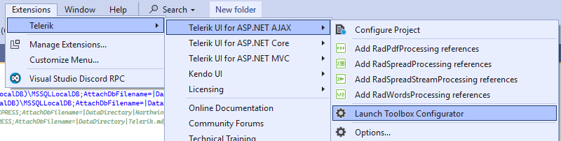 introduction-vsx toolboxconfigurator menu