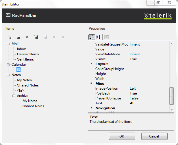 panelbar itemeditorthreelevels