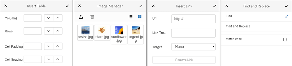 RadEditor Mobile Dialogs