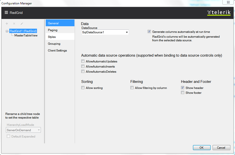 Setting RadGrid - General