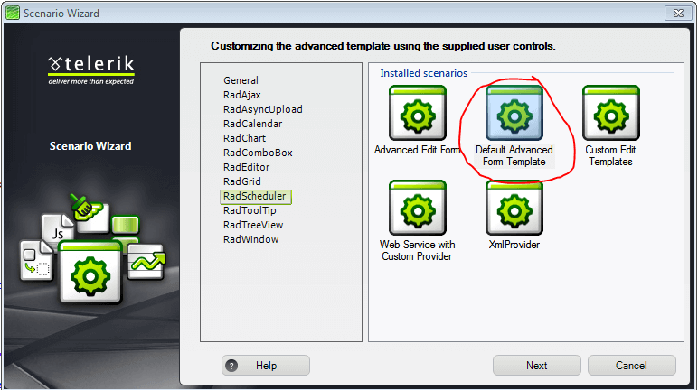 RadScheduler Scenario Wizard