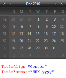 Using TitleAlign and TitleFormat properties