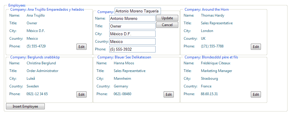 Edit and insert templates