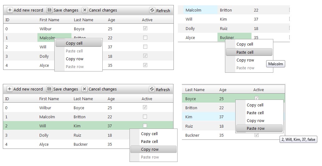 Copy-Paste Cell/Row data through RadContextMenu