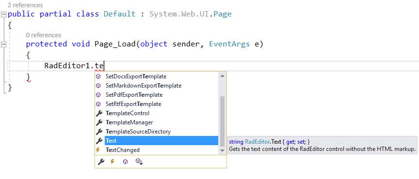 Explore IntelliSense in the code-behind Explore IntelliSense in the code-behind