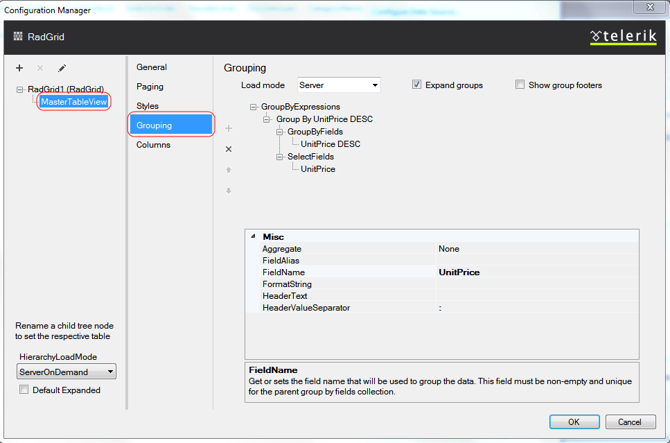 Design-time GroupByExpressions
