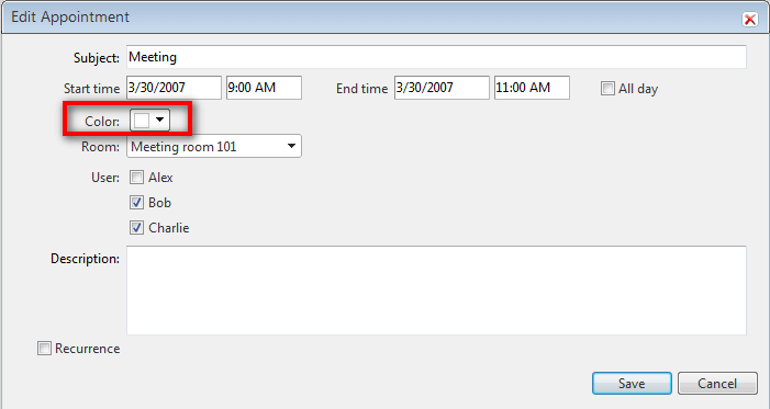 custom advanced form with color picker