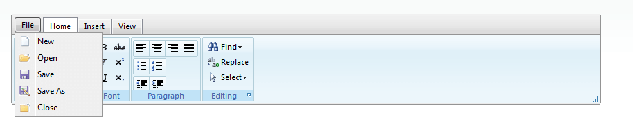RadRibbonBar Application Menu